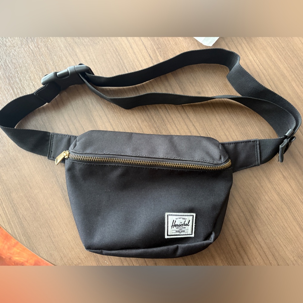 Herschel Supply Company Black Belt Bag with Gold Zipper